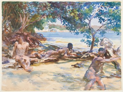 द बाथर्स (wc और gouache ओवर ग्रेफाइट पेपर पर) द्वारा John Singer Sargent