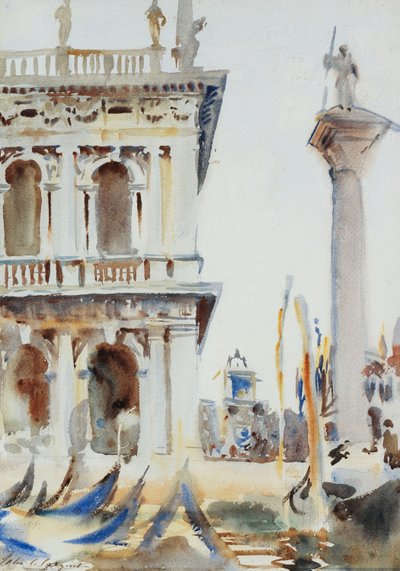 सेंट थिओडोर, वेनिस, 1904 के स्तंभ के साथ कॉर्नर ऑफ़ लाइब्रेरिया द्वारा जॉन सिंगर सार्जेंट