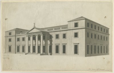 चिलिंगटन हॉल: पेन और वॉश ड्रॉइंग, एनडी [1780s] द्वारा जॉन सोएन