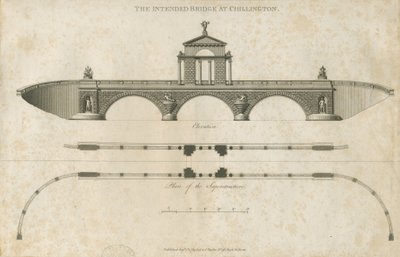 चिलिंगटन पार्क - प्रस्तावित पुल: सीपिया ड्राइंग, एन डी [1789] द्वारा जॉन सोएन