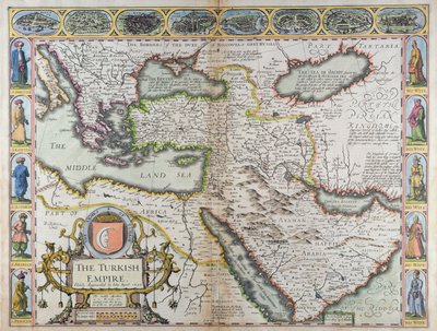 जार्ज विनम्र, 1627 के लिए जॉन डॉसन द्वारा मुद्रित &39;द ए प्रॉस्पेक्ट ऑफ़ द वर्ल्ड ऑफ़ मोस्ट फेमस पार्ट्स&39; से तुर्की साम्राज्य, द्वारा जॉन स्पीड