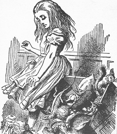 कैरोल, लुईस (1832-1898)। अंग्रेजी लेखक, गणितज्ञ और फोटोग्राफर। एलिस एडवेंचर्स इन वंडरलैंड (उत्कीर्णन) द्वारा जॉन टेनिएल