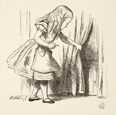 लुईस कैरोल (1832 - 98), पब द्वारा एलिस एडवेंचर्स से वंडरलैंड में, कर्टन के पीछे खोज। 1891 द्वारा जॉन टेनिएल
