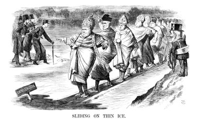 1869 में पतली बर्फ पर फिसलना द्वारा जॉन टेनिएल