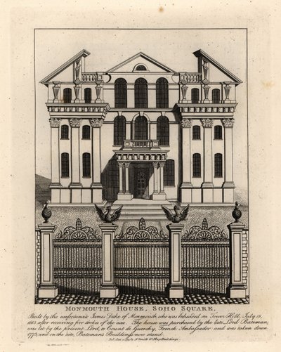 मॉनमाउथ हाउस, सोहो स्क्वायर, 1773 को ध्वस्त कर दिया गया द्वारा जॉन थॉमस स्मिथ
