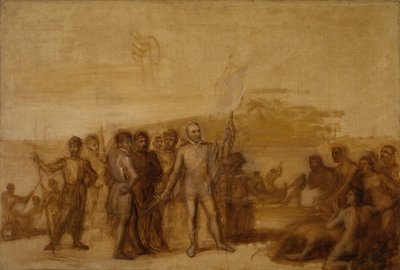 कोलंबस की लैंडिंग, सीए। 1840. द्वारा जॉन वांडरलिन