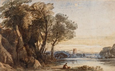 बीपीसियो लैंडस्केप, c.1830 (कागज पर गोंद अरबी के साथ wc) द्वारा जॉन वर्ले