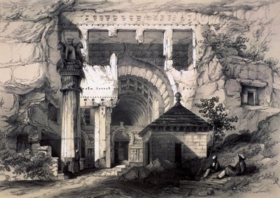 Karli, Entrance of Great Chaitya Cave, 1845.    द्वारा थॉमस कॉलमैन डिबिन