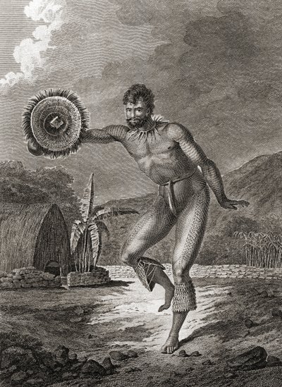 पारंपरिक वेशभूषा, हवाई, 1778 में एक टैटू नर्तकी द्वारा जॉन वेबर