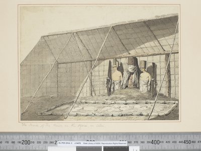 F.18 सदन के अंदर, मोराई में, अटूई में, c.1773-84 (जल रंग) द्वारा जॉन वेबर