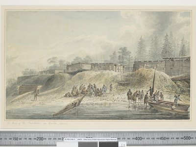 F.23 Nootka साउंड में आदतों का एक दृश्य, c.1773-84 (पानी के रंग) द्वारा जॉन वेबर