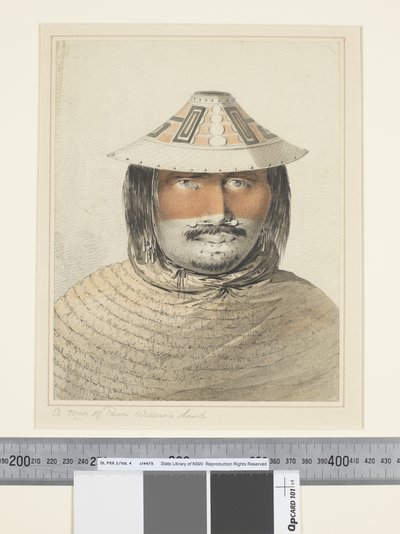 F.26 ए मैन ऑफ प्रिन्स विलियम साउंड, c.1773-84 (वाटर कलर) द्वारा जॉन वेबर