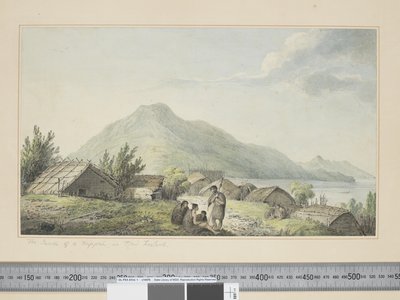 F.2 द इनसाइड ऑफ़ ए हिप्पा, न्यू ज़ीलैंड में, c.1773-84 (वाटरकलर और प्रिंट उत्कीर्णन) द्वारा जॉन वेबर