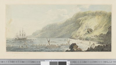 F.39 ओवेही में कराकाकूआ का एक दृश्य, c.1783-84 (जल रंग) द्वारा जॉन वेबर