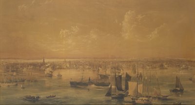 ईस्ट नदी से न्यूयॉर्क, 1852 (वॉश, गौचे और ग्रेफाइट) द्वारा जॉन विलियम हिल