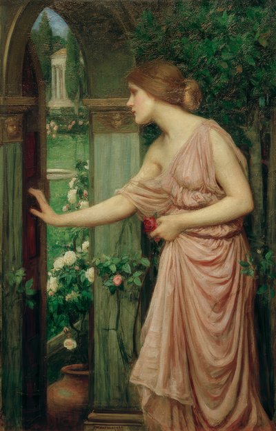 मानस कपाट के बगीचे में दरवाजा खोलना द्वारा John William Waterhouse