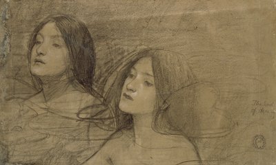 हाइलास एंड द निम्फ्स के लिए दो अप्सराओं का अध्ययन, c1890s द्वारा जॉन विलियम वॉटरहाउस