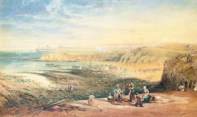 1836 में अग्रभूमि में फिशरफॉक के साथ टाइनमाउथ, नॉर्थम्बरलैंड की ओर देख रहे कुलीरकोटस द्वारा जॉन विल्सन कारमाइकल