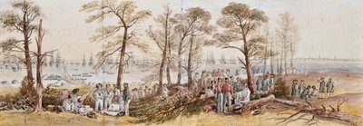 1855 में नर्गन के तट पर बेड़े के अधिकारी और सीमेन द्वारा जॉन विल्सन कारमाइकल
