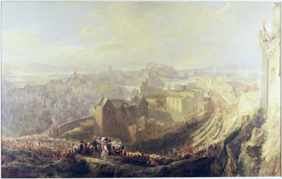 कार्लटन हिल, 1822 से जॉर्ज चतुर्थ का प्रवेश एडिनबर्ग में हुआ द्वारा जॉन विल्सन ईबैंक