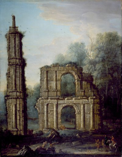 होल्डनबी कैसल, नॉर्थम्पटनशायर के खंडहर, c.1735-45 (कैनवास पर तेल) द्वारा जॉन वॉटन