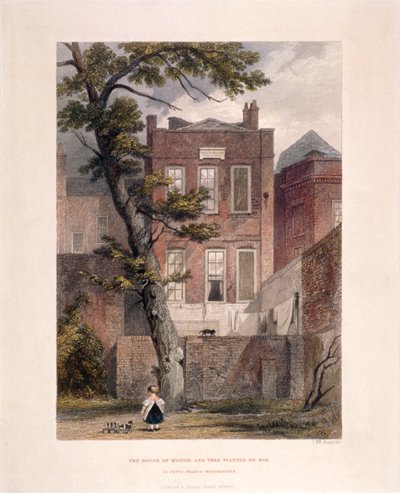 मिल्टन के निवास का दृश्य, पेटी फ्रांस, वेस्टमिंस्टर, लंदन, 1851 द्वारा जॉन व्येकहम आर्चर