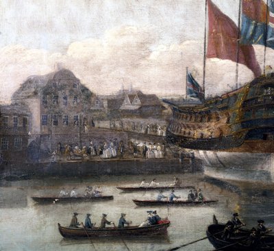 डेप्टफोर्ड डॉकयार्ड में लॉन्च, c.1750 (264190 का विस्तार) द्वारा जॉन एल्डर क्लीवेले