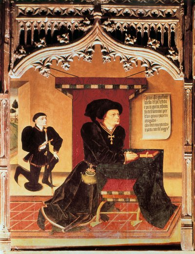 इनिगो लोपेज़ डी मेंडोज़ा का पोर्ट्रेट, सेंटिलाना का मार्क्विस (1398-1458), स्पेनिश गीतकार कवि। स्पेनिश ड्यूक्स का संग्रह। जॉर्ज इंगल्स द्वारा चित्रकारी (15वीं शताब्दी) द्वारा जोर्ज इंगल्स