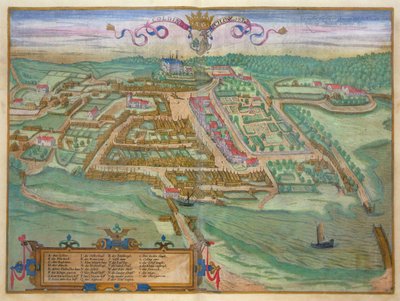 जॉर्ज ब्राउन (1541-1622) और फ्रैंस होजेनबर्ग (1535-90) द्वारा 'सिविटेट्स ऑर्बिस टेरारम' से कोल्डिंग, c.1572 (रंगीन उत्कीर्णन) द्वारा जोरिस (बाद) होफनेगल