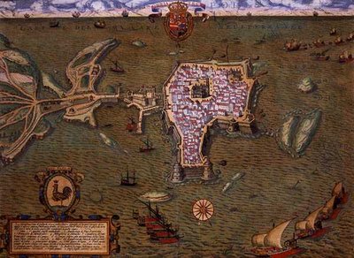 जॉर्ज ब्रौन (1541-1622) और फ्रैंस होगेनबर्ग (1535-90) c.1572-1617 (रंगीन उत्कीर्णन) द्वारा 'सिविटेट्स ऑर्बिस टेरारम' से गैलीपोली का नक्शा द्वारा जोरिस (बाद) होफनेगल