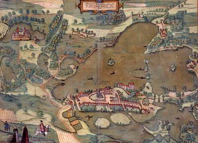जॉर्ज ब्राउन (1541-1622) और फ्रैंस होगेनबर्ग (1535-90) 1593 (रंगीन उत्कीर्णन) द्वारा 'सिविटेट्स ऑर्बिस टेरारम' से प्लॉन का नक्शा द्वारा जोरिस (बाद) होफनेगल