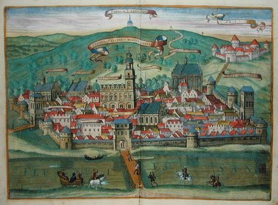 जॉर्ज ब्रौन (1541-1622) और फ्रैंस होजेनबर्ग (1535-90), c.1572 (रंगीन उत्कीर्णन) द्वारा 'सिविटेट्स ऑर्बिस टेरारम' से प्रेमिसलिया द्वारा जोरिस (बाद) होफनेगल