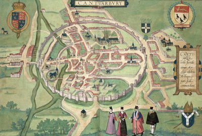 कैंटरबरी के मानचित्र, ब्राउन (1541-1622) और फ्रांज Hognenberg द्वारा &39;विश्व&39; से (1535-1590) c.1572-1617 द्वारा जोरिस हॉफनागल