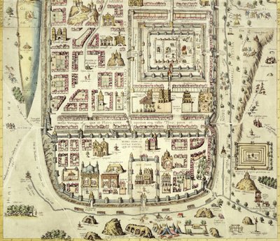 जेरूसलम और आसपास के क्षेत्र का नक्शा, जॉर्ज ब्रूम (1541-1622) और फ्रैंस होजनबर्ग (1535-90) c.1572-1617 (138905 देखें) द्वारा &39;Civitates Orbis Terrarum&39; से द्वारा जोरिस हॉफनागल