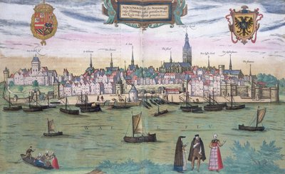 Nijmegen के मानचित्र, &39;विश्व&39; से ब्राउन द्वारा (1541-1622) और फ़्रैंस होगेनबर्ग (1535-1590), c.1572 द्वारा जोरिस हॉफनागल