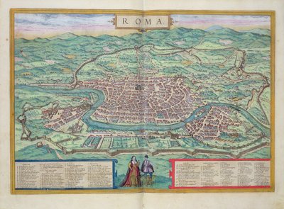 रोम का नक्शा, जॉर्ज ब्रौन (1541-1622) और फ्रैंस होजेनबर्ग (1535-90) द्वारा &39;Civitates Orbis Terrarum&39; से, c.1572 द्वारा जोरिस हॉफनागल