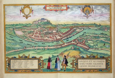 साल्जबर्ग के मानचित्र, ब्राउन (1541-1622) और फ्रांज Hogenbergh द्वारा &39;विश्व&39; से (1535-1590) c.1572-1617 द्वारा जोरिस हॉफनागल