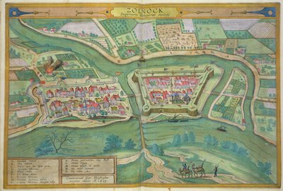 झेजन ब्रौन (1541-1622) और फ्रैंस होजेनबर्ग (1535-90) 1617 द्वारा &39;सिविटेट्स ऑर्बिस टेरारम&39; से झोलनोक का मानचित्र द्वारा जोरिस हॉफनागल