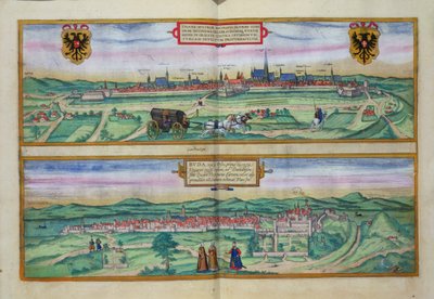 जॉर्ज ब्रौन (1541-1622) और फ्रैंस होजेनबर्ग (1535-90),&39;.1572 &39;से वियना और बुडा की टाउन प्लान,&39; Civitates Orbis Terrarum &39; द्वारा जोरिस हॉफनागल