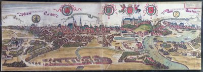 जॉर्ज ब्रौन (1541-1622) और फ्रैंस होजनबर्ग (1535-90), 1617 द्वारा &39;Civitates Orbis Terrarum&39; से, उत्तर-पश्चिम से क्राको का दृश्य द्वारा जोरिस हॉफनागल