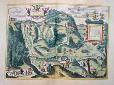 जॉर्ज ब्रौन (1541-1622) और फ्रैंस होजेनबर्ग (1535-90) द्वारा &39;सेविटेट्स ऑरबिस टेरारम&39; से ज़ेब्रज़ोद्स्की कलवारी का दृश्य, सी। 1617 द्वारा जोरिस हॉफनागल