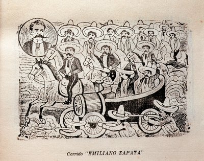 मेक्सिको। मैक्सिकन क्रांति "कोरिडो एमिलियानो ज़ापाटा" (उत्कीर्णन) द्वारा जोस गुआडालुपे पोसाडा