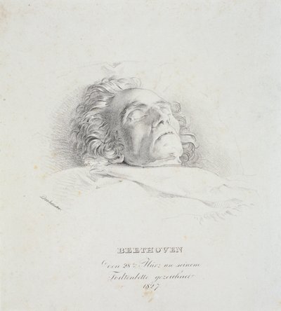 लुडविग वान बीथोवेन (1770-1827) उनकी मृत्यु के दिन, 28 मार्च 1827 को द्वारा जोसेफ डैनहॉसर