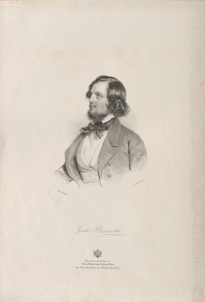 1850 से पहले, बांसुरी वादक और संगीतकार गिउलिओ ब्रिसियाल्डी 1818-1881 का चित्र। द्वारा जोसेफ क्राहुबेर