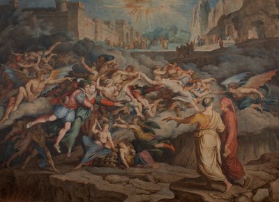 1823 में नरक के दूसरे घेरे में दांते और वर्जिल। द्वारा जोसेफ एंटोन कोच