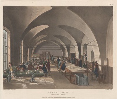 स्टाम्प कार्यालय, समरसेट हाउस, 1 जुलाई, 1809।, 1 जुलाई, 1809। द्वारा जोसेफ कॉन्स्टेंटाइन स्टैडलर