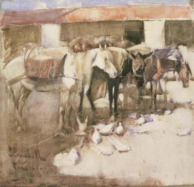मोरक्को में एक संगर, 1888 (डब्ल्यूसी और बॉडीकोलर कागज पर) द्वारा जोसेफ क्रॉल