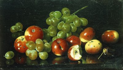 Crabapples और अंगूर के साथ अभी भी जीवन, द्वारा जोसेफ डेकर