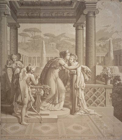 कामदेव और मानस के साथ वॉलपेपर डिजाइन, 1815 द्वारा जोसेफ डफर