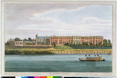 हैम्पल कोर्ट, जेसी स्टैडलर (fl.1780-1812) द्वारा उत्कीर्ण हैवेल के &39;टेम्स का इतिहास&39;, 1793 (रंग उत्कीर्णन) से द्वारा जोसेफ फरिंगटन